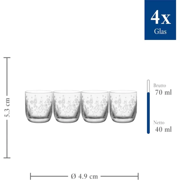 imageVilleroy ampamp Boch  Toys Delight 4Piece Schnapps Glass Set Schnapps Glass Set Shot Glasses Liqueur Glasses Drinking Glasses Set of 4 Glasses with Christmas Pattern Dishwasher Safe