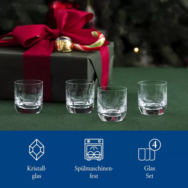 imageVilleroy ampamp Boch  Toys Delight 4Piece Schnapps Glass Set Schnapps Glass Set Shot Glasses Liqueur Glasses Drinking Glasses Set of 4 Glasses with Christmas Pattern Dishwasher Safe