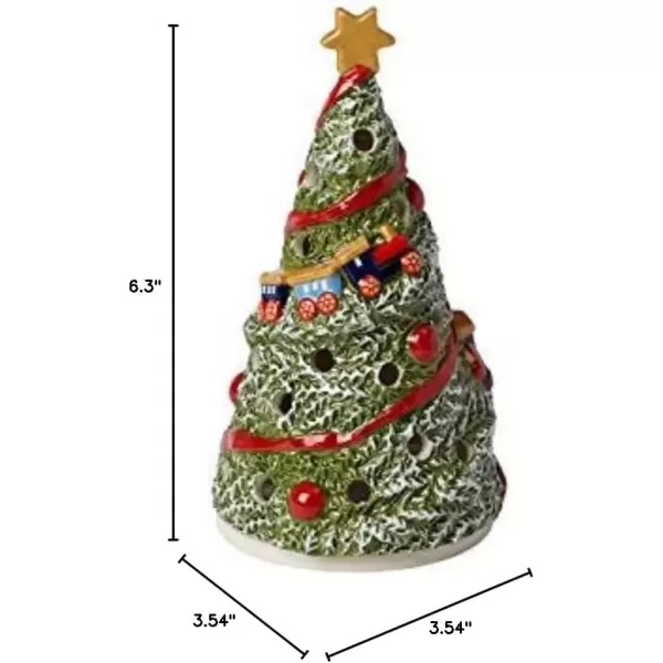 imageVilleroy ampamp Boch Christmas Santa by The Tree Decorative Figurine Maoffrom HardPaste Porcelain Wax GreenMultiColoured 20 x 17 x 23 cm TealightTealight