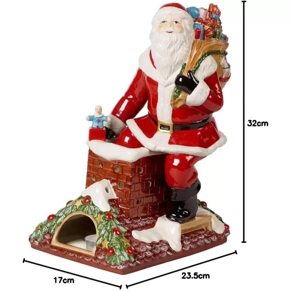 imageVilleroy ampamp Boch Christmas Santa by The Tree Decorative Figurine Maoffrom HardPaste Porcelain Wax GreenMultiColoured 20 x 17 x 23 cm TealightTealight