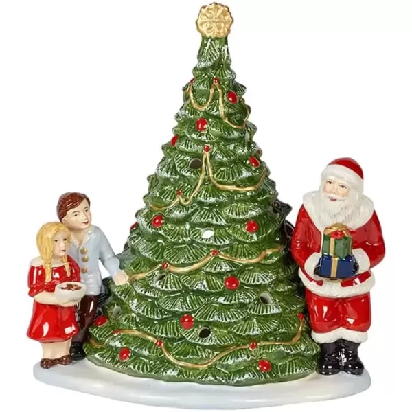imageVilleroy ampamp Boch Christmas Santa by The Tree Decorative Figurine Maoffrom HardPaste Porcelain Wax GreenMultiColoured 20 x 17 x 23 cm TealightTealight