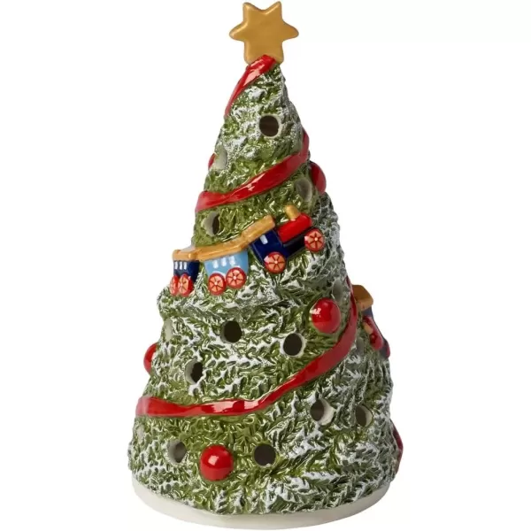 imageVilleroy ampamp Boch Christmas Santa by The Tree Decorative Figurine Maoffrom HardPaste Porcelain Wax GreenMultiColoured 20 x 17 x 23 cm TealightTealight