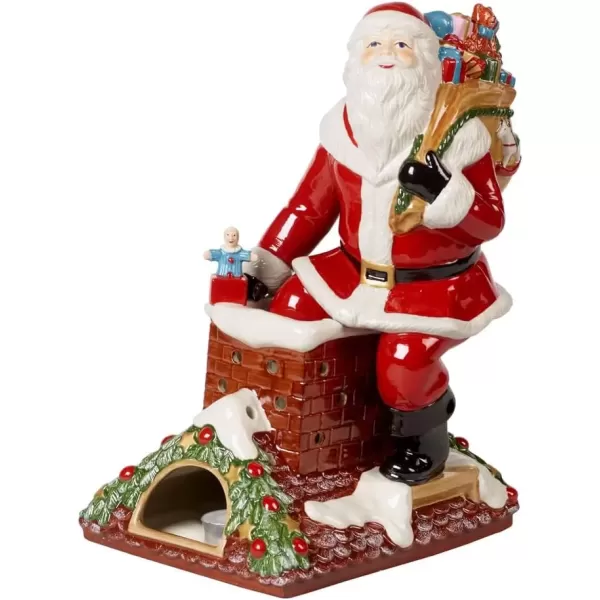 imageVilleroy ampamp Boch Christmas Santa by The Tree Decorative Figurine Maoffrom HardPaste Porcelain Wax GreenMultiColoured 20 x 17 x 23 cm TealightTealight