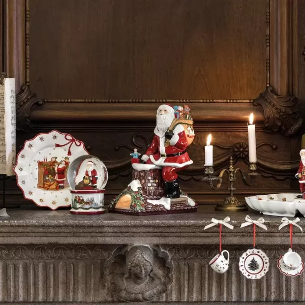 imageVilleroy ampamp Boch Christmas Santa by The Tree Decorative Figurine Maoffrom HardPaste Porcelain Wax GreenMultiColoured 20 x 17 x 23 cm TealightTealight