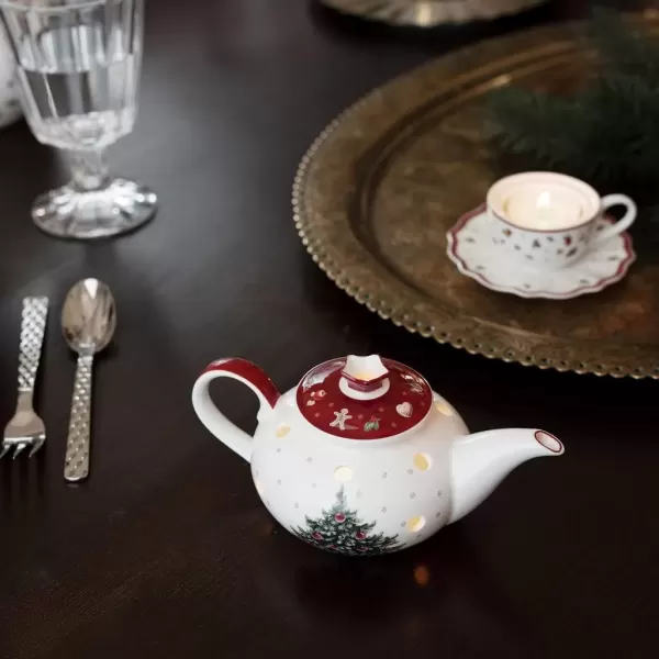 imageVilleroy ampamp Boch Toys Delight Tealightholder Red Porcelain Tealight SmallTeapot