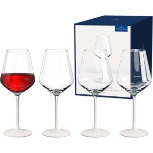 imageVilleroy ampamp Boch  Manufacture Rock Blanc red Wine Goblet Set 4 pcs Set of Drinking Glasses for red Wine 470 ml Crystal Glass Matte White Slate LookClearWhite