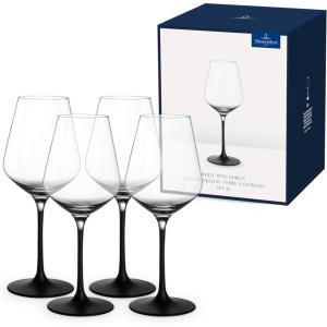 imageVilleroy ampamp Boch  Manufacture Rock Blanc red Wine Goblet Set 4 pcs Set of Drinking Glasses for red Wine 470 ml Crystal Glass Matte White Slate LookClearBlack