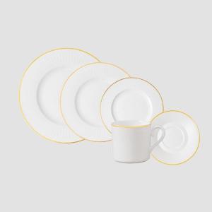 imageVilleroy ampamp Boch Signature Collection Chateau Septfontaines Bone Porcelain 5Piece Place Setting White with Gold Trim