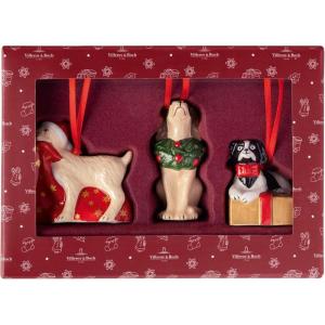 imageVilleroy ampamp Boch  Nostalgic Ornaments Set of 3 Dogs 5 x 5 x 75 cm Figures as Tree Decoration or Pendant Made of Hard Porcelain Colourful