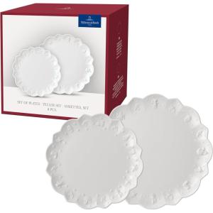 imageVilleroy ampamp Boch  Toys Delight Royal Classic Plate Set 8 Pieces Tableware Set for 4 People Breakfast Plates Dinner Plates Christmas Plates Premium Porcelain DishwasherSafe MicrowaveSafeWhite