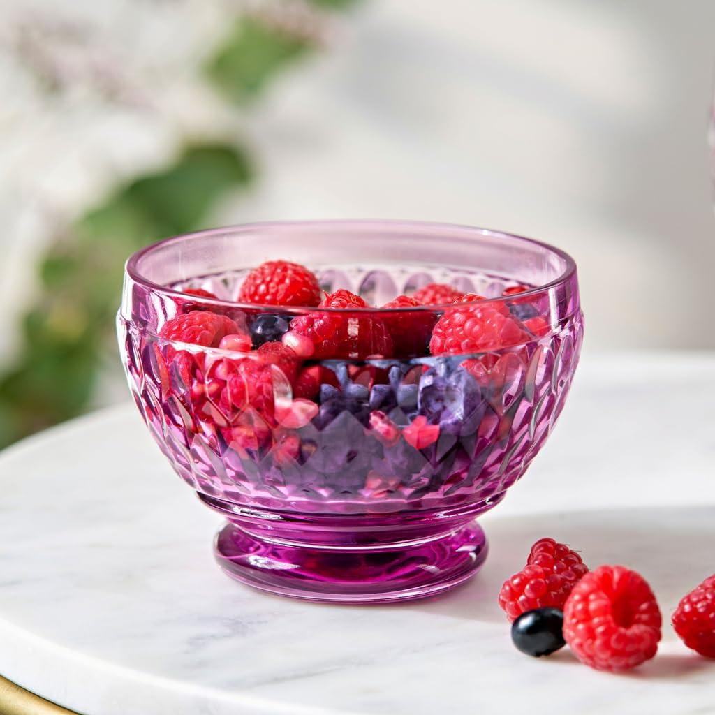 imageVilleroy ampamp Boch  Boston Berry Bowl 145 oz Crystal Glass Bowl for Fruit and Snacks DishwasherSafe Pink