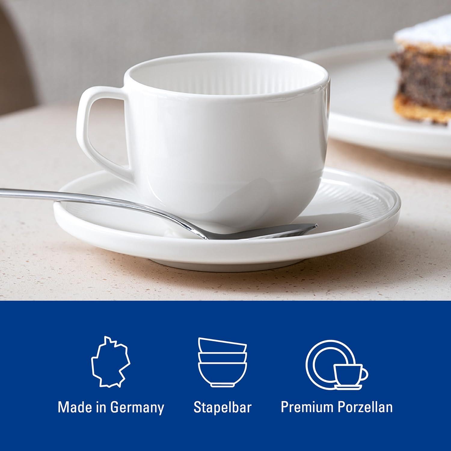 imageVilleroy ampamp Boch Afina Espresso Cup Saucer Premium Porcelain Made in Germany Dishwasher and Microwave Safe 45 in Stackable WhiteClassic