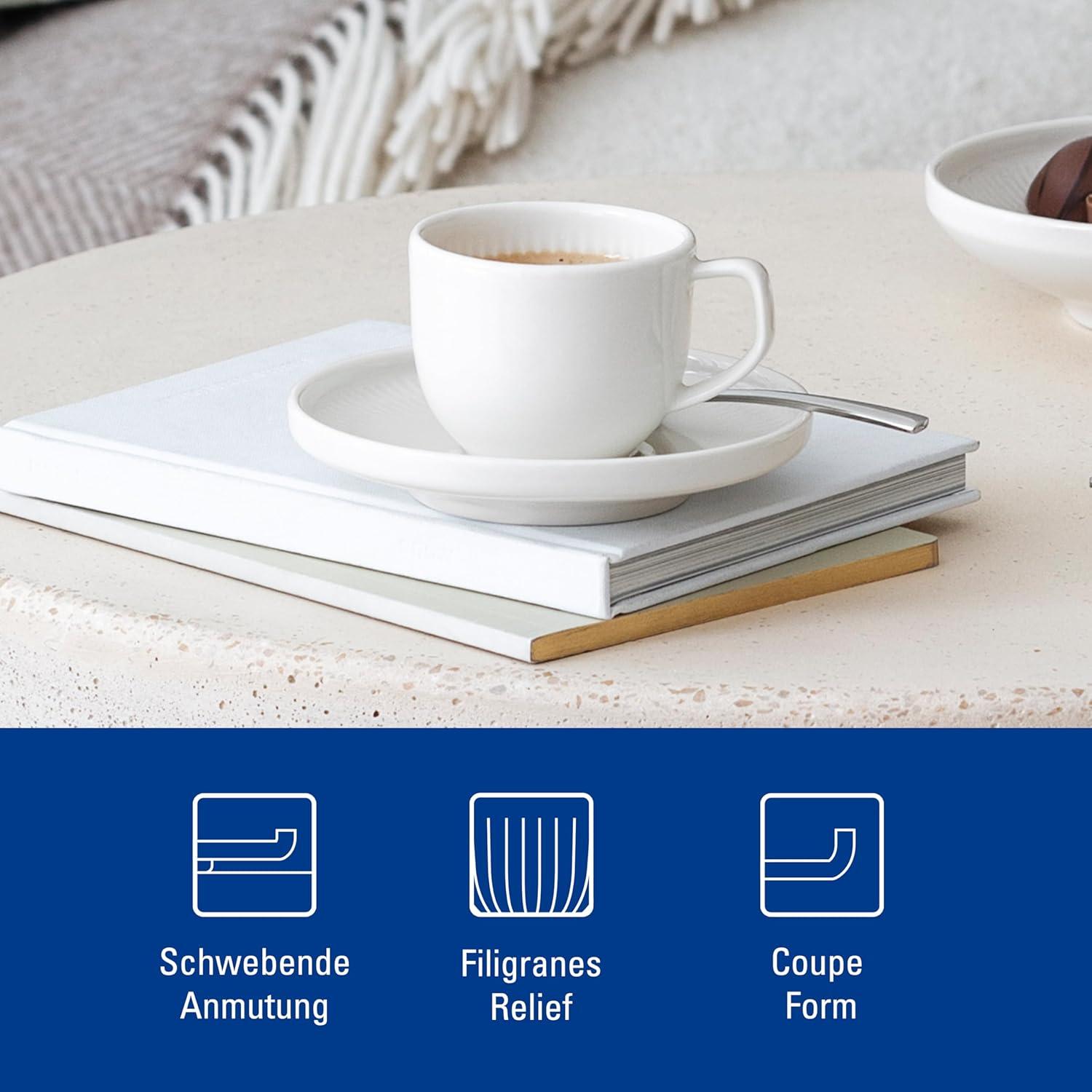 imageVilleroy ampamp Boch Afina Espresso Cup Saucer Premium Porcelain Made in Germany Dishwasher and Microwave Safe 45 in Stackable WhiteEspresso Saucer