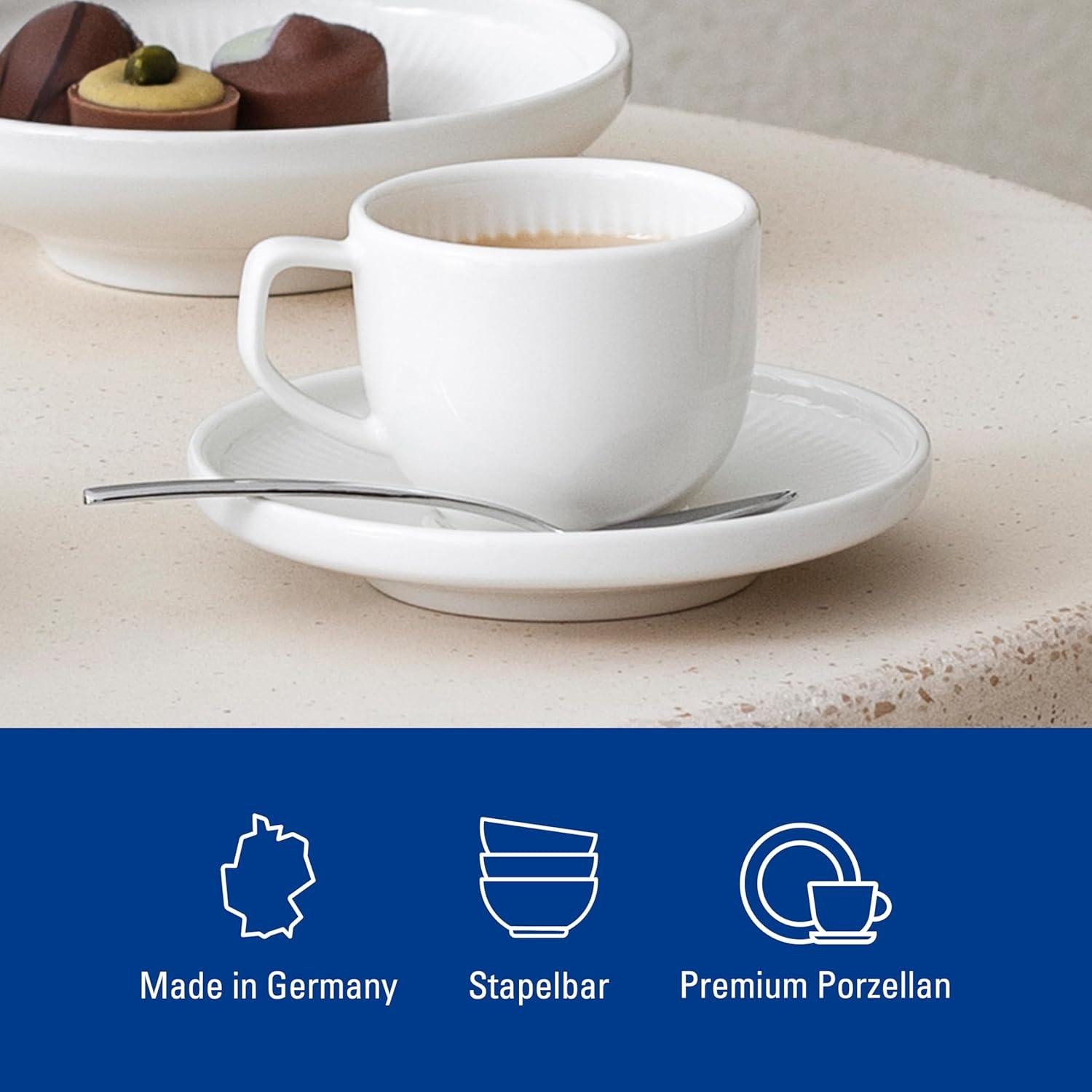 imageVilleroy ampamp Boch Afina Espresso Cup Saucer Premium Porcelain Made in Germany Dishwasher and Microwave Safe 45 in Stackable WhiteEspresso Saucer