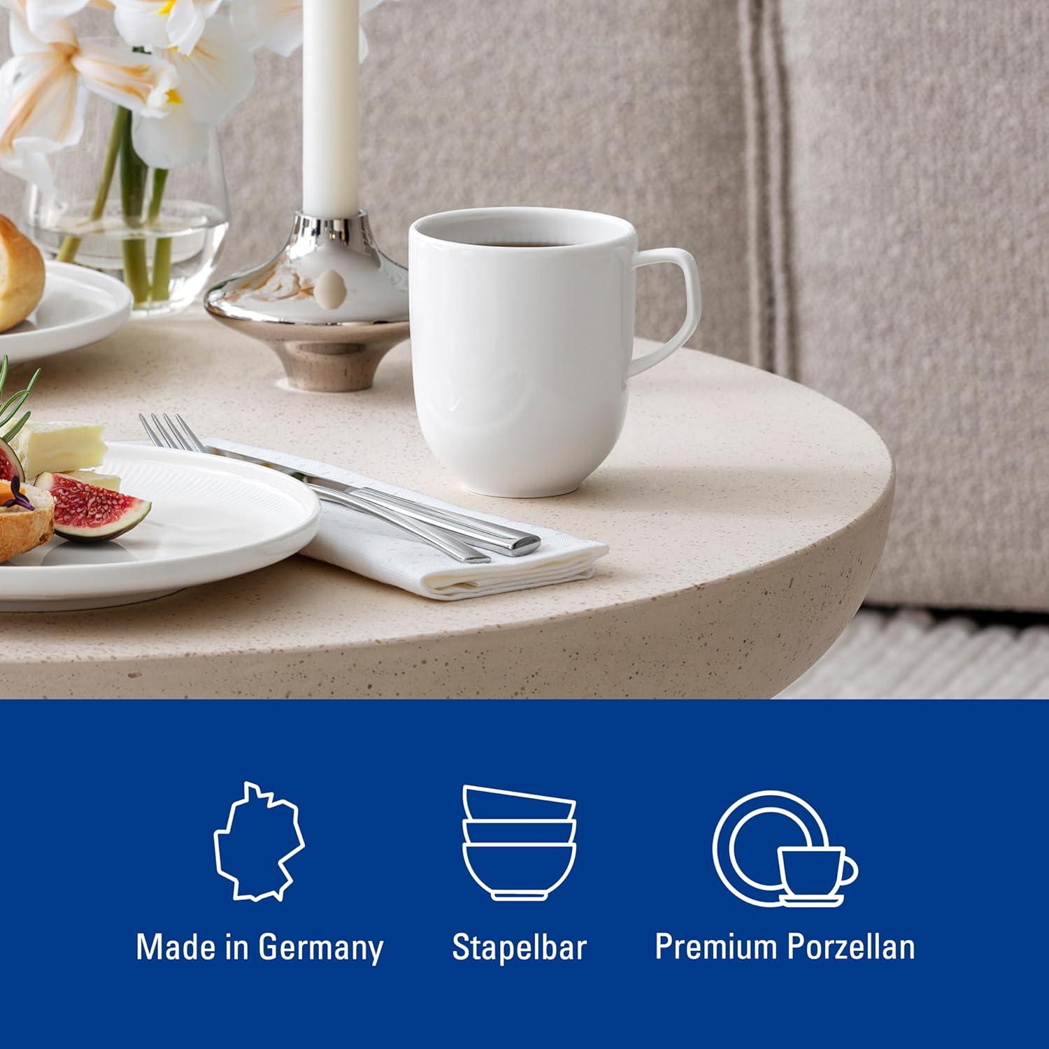imageVilleroy ampamp Boch Afina Espresso Cup Saucer Premium Porcelain Made in Germany Dishwasher and Microwave Safe 45 in Stackable WhiteMug