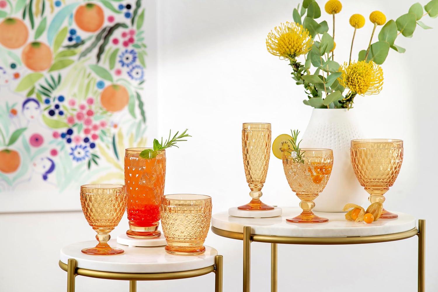 imageVilleroy ampamp Boch Boston Saffron Long Drink Glass Set of 4 135 oz Crystal Glass for Cocktails Made in Germany DishwasherSafe Yellow