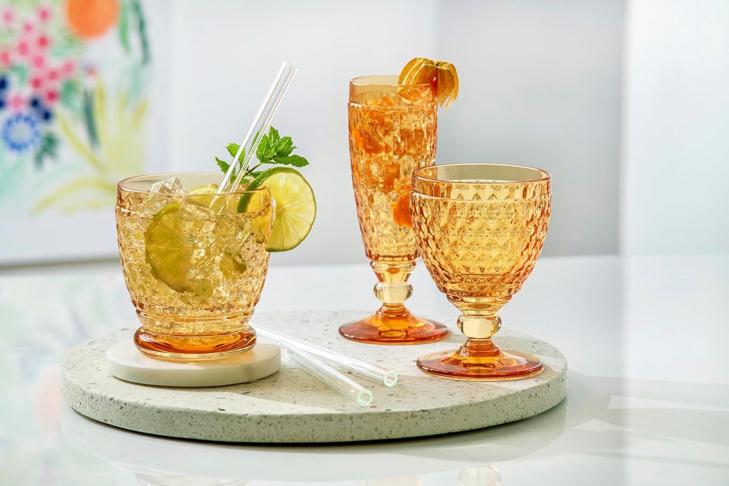 imageVilleroy ampamp Boch Boston Saffron Tumbler Set of 4 11 oz Crystal Glass Tumbler for Hot and Cold Drinks Made in Germany DishwasherSafe Yellow