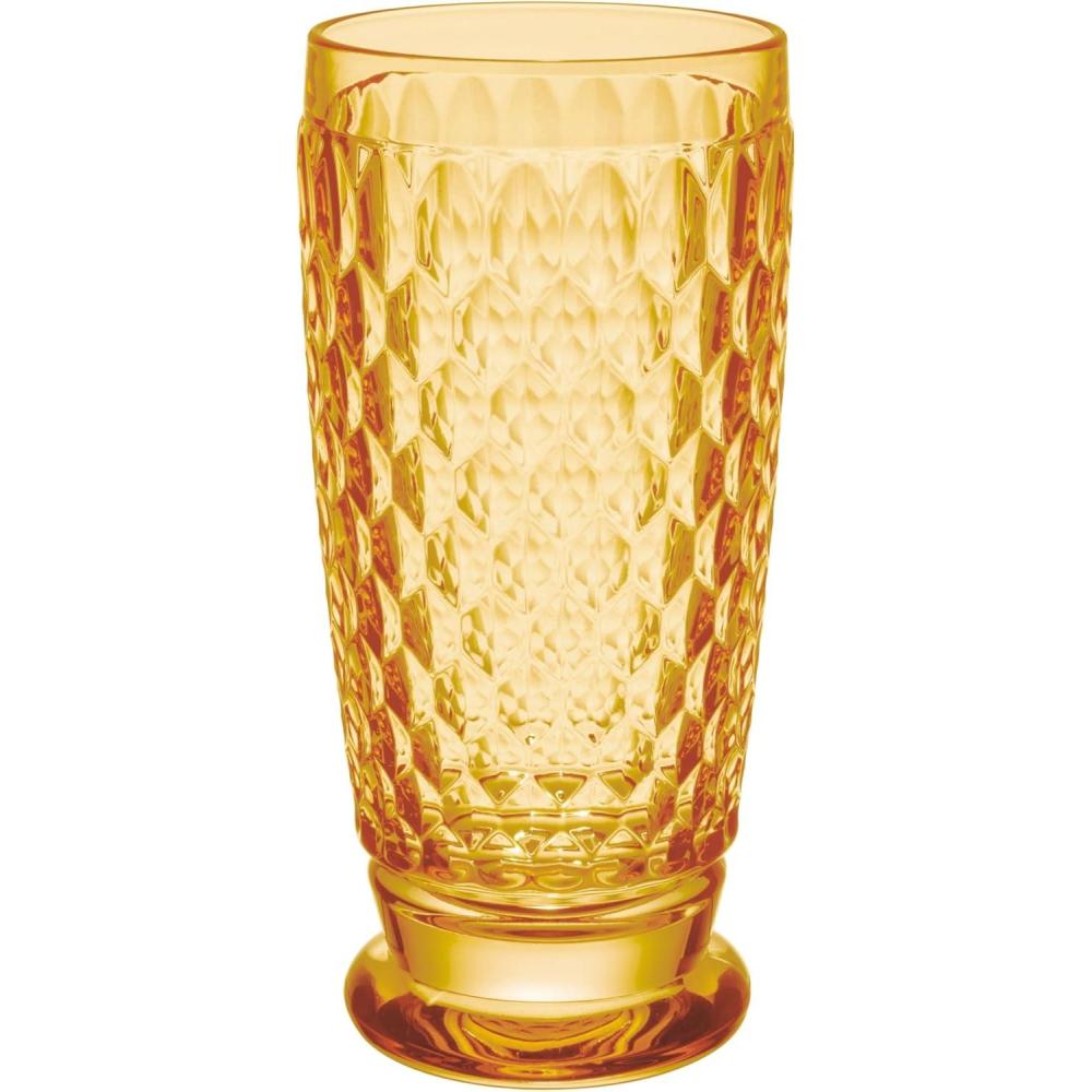 imageVilleroy ampamp Boch Boston Saffron Long Drink Glass Set of 4 135 oz Crystal Glass for Cocktails Made in Germany DishwasherSafe Yellow