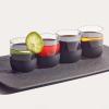 imageVilleroy ampamp Boch Manufacture Rock Shot Glass Tasting Set 4 Shot Glasses and Premium Porcelain Serving Tray Whiteblackgrey