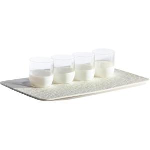 imageVilleroy ampamp Boch Manufacture Rock Shot Glass Tasting Set 4 Shot Glasses and Premium Porcelain Serving Tray WhiteWhite