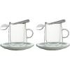 imageVilleroy ampamp Boch Artesano Original Coffee for 2 Set of 2 Insulated Latte Glasses with Saucers and Spoons