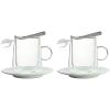 imageVilleroy ampamp Boch Manufacture RockArtesano Original Coffee for 2 Set of 2 Insulated Latte Glasses with Saucers and SpoonsWhite