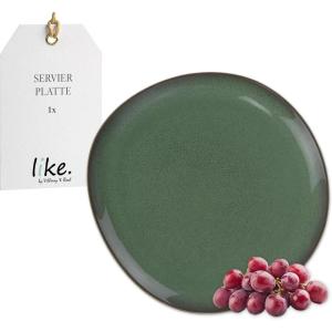 imageVilleroy ampamp Boch Lave Vert Serving Platter Premium Porcelain Earthenware Handmade Look and Reactive Glaze 125 in Diameter Dishwasher and Microwave Safe Green
