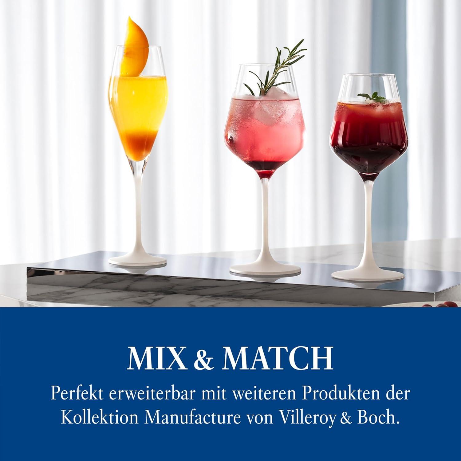 imageVilleroy ampamp Boch  Manufacture Rock Blanc Champagne Flute Set 4 pcs Set of Drinking Glasses for Champagne and Sparkling Wine 875 oz Crystal Glass Matte White Slate Look