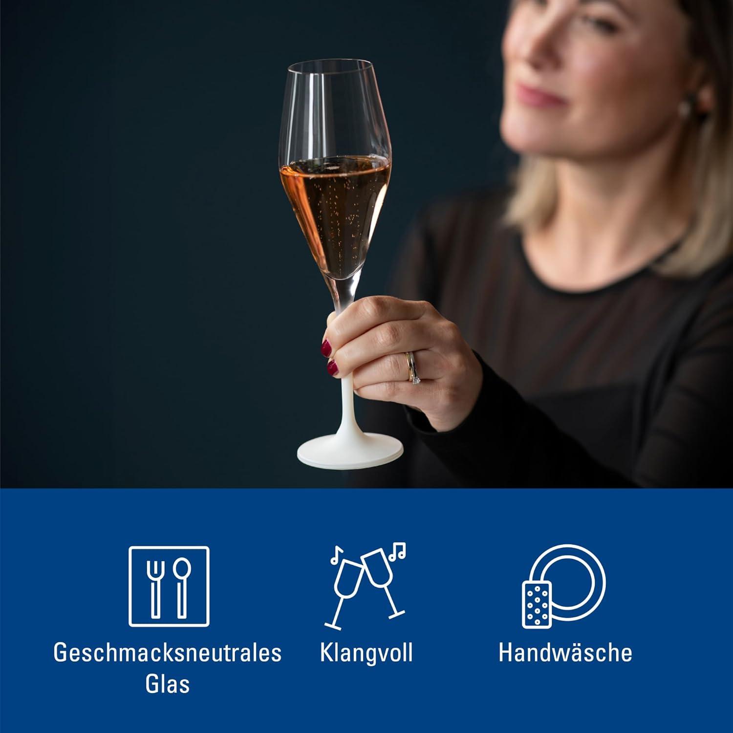 imageVilleroy ampamp Boch  Manufacture Rock Blanc Champagne Flute Set 4 pcs Set of Drinking Glasses for Champagne and Sparkling Wine 875 oz Crystal Glass Matte White Slate Look