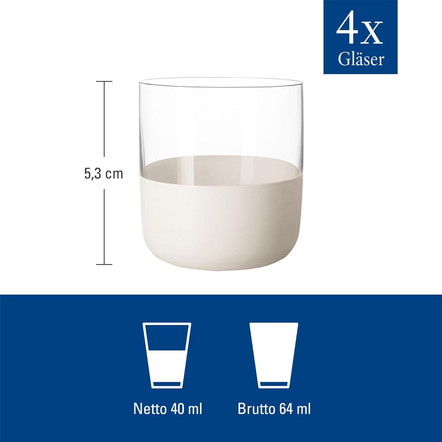imageVilleroy ampamp Boch  Manufacture Rock Blanc Shot Glass Set 4 pcs Set of Drinking Glasses for Shots and Liqueurs 125 oz Crystal Matte White Slate Look