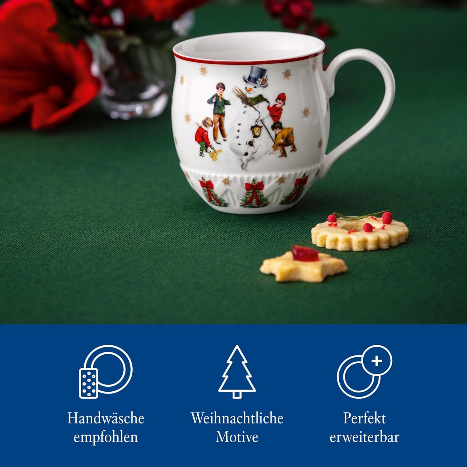 imageVilleroy ampamp Boch Annual Christmas Edition Collection Mug Premium Porcelain Nostalgic Christmas Motif 575 x 4 in 1275 oz Capacity WhiteColorfulWhiteRed