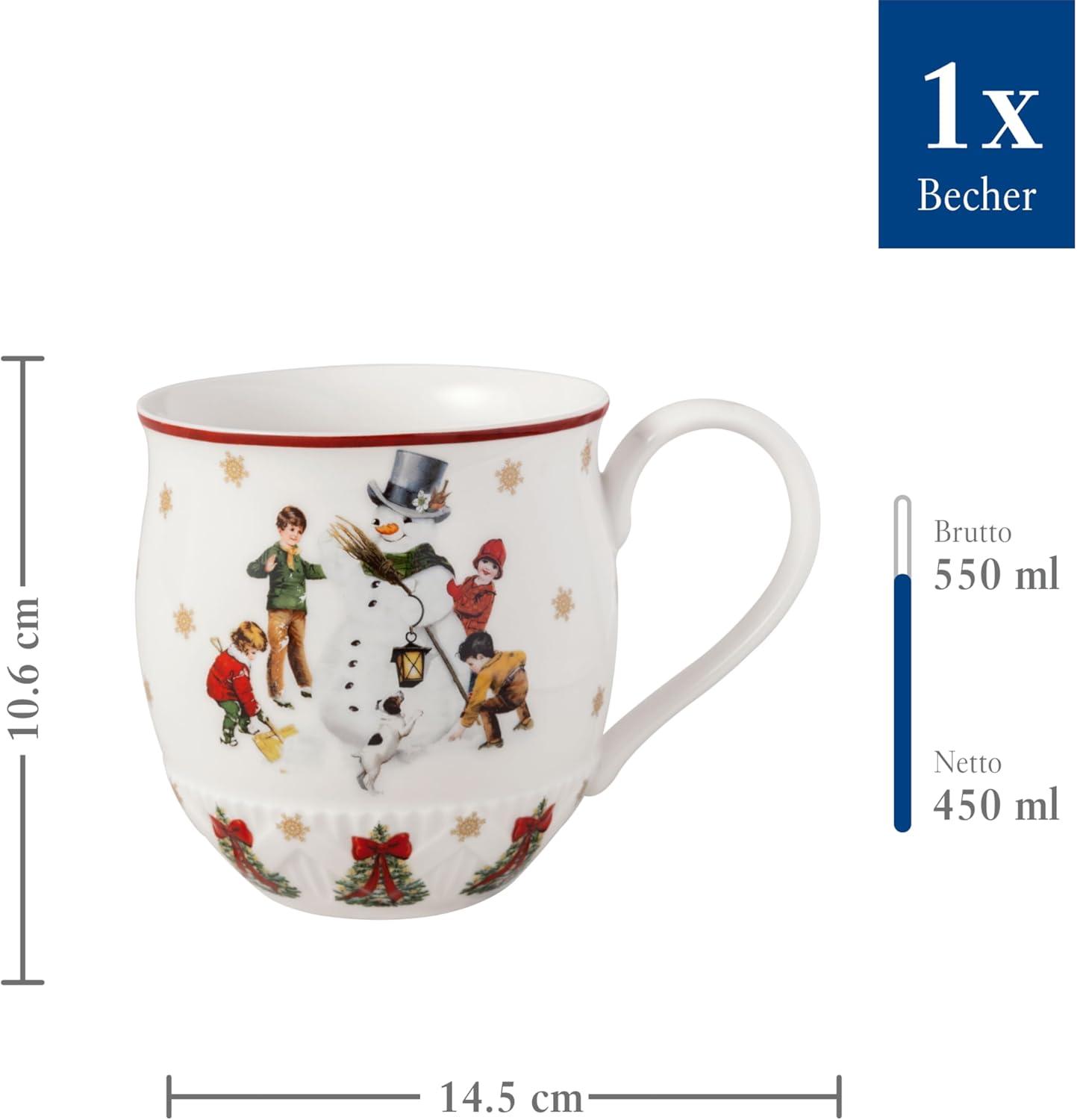 imageVilleroy ampamp Boch Annual Christmas Edition Collection Mug Premium Porcelain Nostalgic Christmas Motif 575 x 4 in 1275 oz Capacity WhiteColorfulWhiteRed