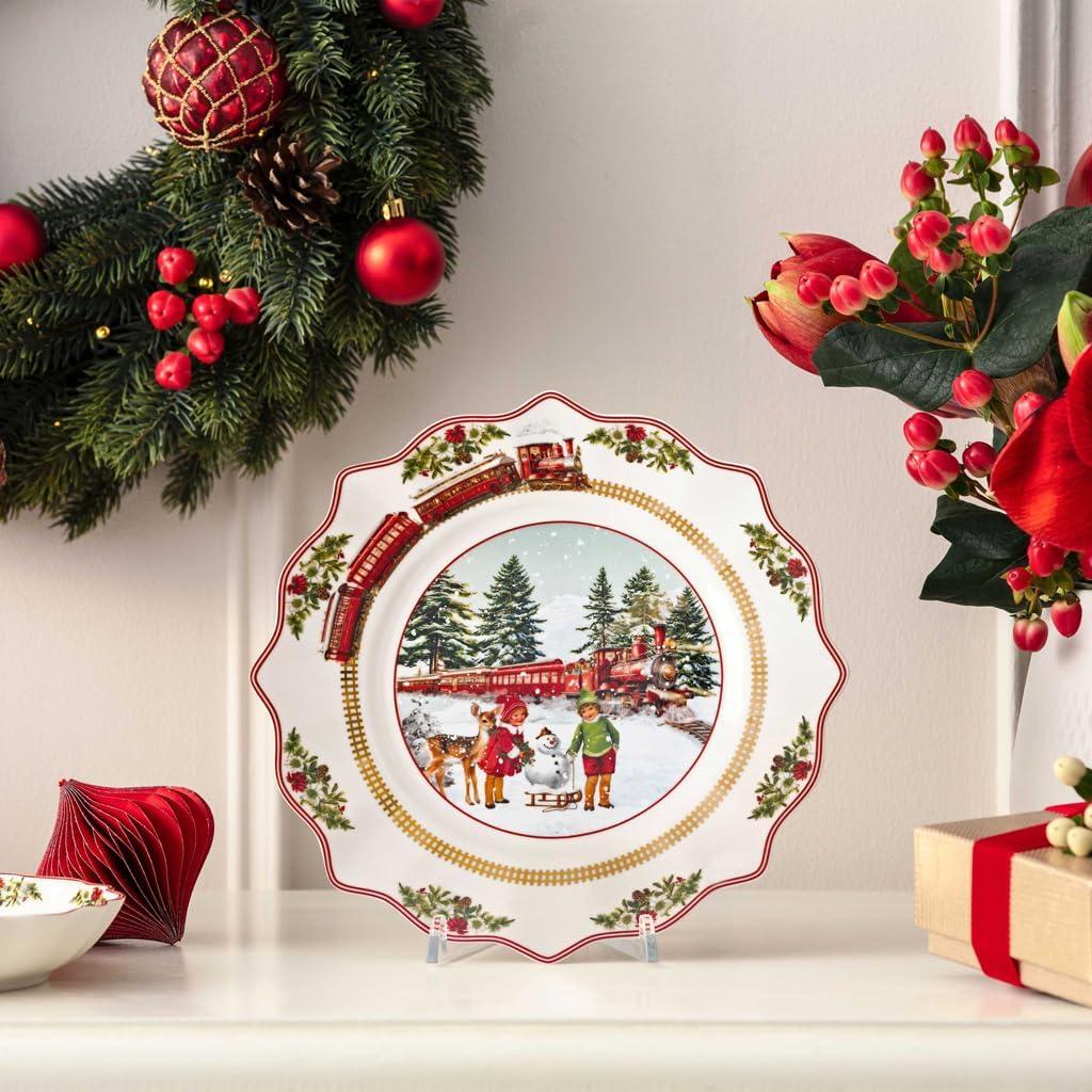 imageVilleroy ampamp Boch Annual Christmas Edition Collection Salad Plate Premium Porcelain Nostalgic Christmas Motif 925 in WhiteColorful