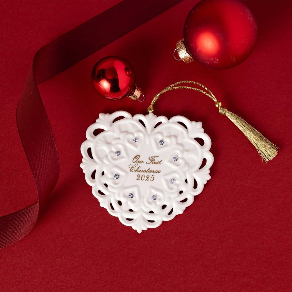 imageVilleroy ampamp Boch Christmas Classics Collection Christmas Heart Shaped Ornament Premium Porcelain Collectors Edition Date 2025