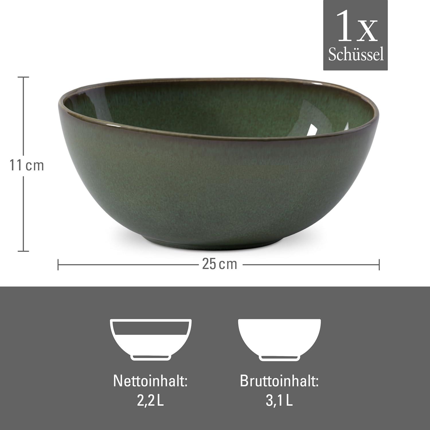 imageVilleroy ampamp Boch Lave Vert Serving Bowl Premium Porcelain Earthenware Handmade Look and Reactive Glaze 74 oz Capacity Dishwasher and Microwave Safe Green