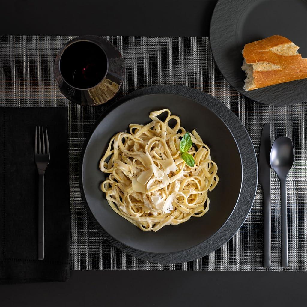 imageVilleroy ampamp Boch Manufacture Rock Blanc 12Piece Dinnerware Set Service for 4 Dinner Plates Salad Plates ampamp Pasta Bowls Premium Porcelain Made in Germany Matte WhiteBlack