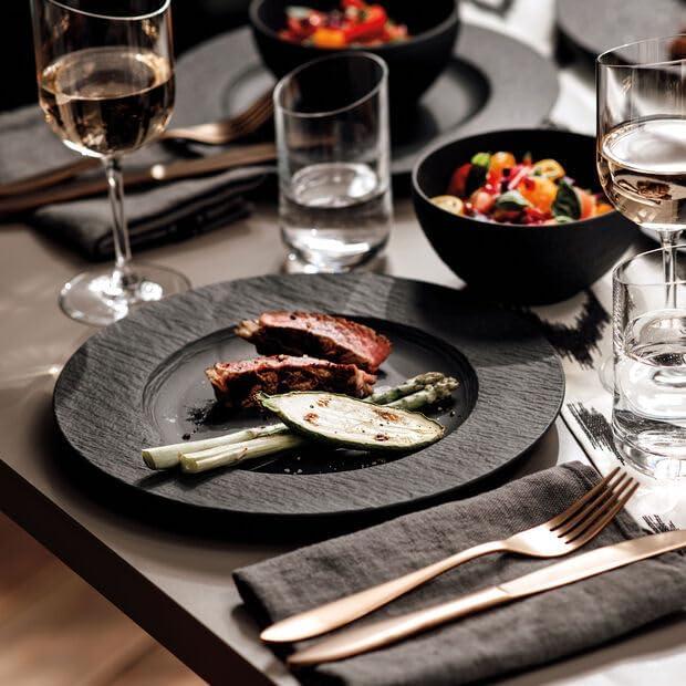 imageVilleroy ampamp Boch Manufacture Rock Blanc 12Piece Dinnerware Set Service for 4 Dinner Plates Salad Plates ampamp Pasta Bowls Premium Porcelain Made in Germany Matte WhiteBlack