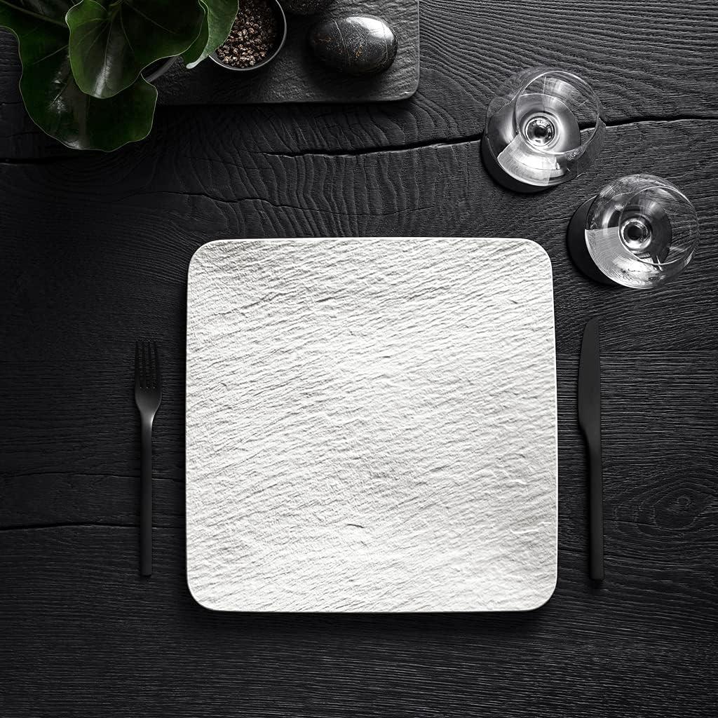 imageVilleroy ampamp Boch Manufacture Rock Blanc Square Gourmet Serving Plate Premium Porcelain Made in Germany Dishwasher Safe White 1275 x 5 in