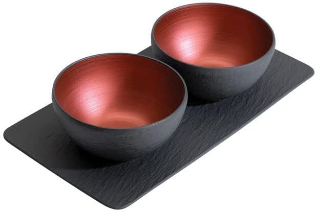 imageVilleroy ampamp Boch Manufacture Rock Glow 3 Piece Condiment Set Premium Porcelain Made in Germany