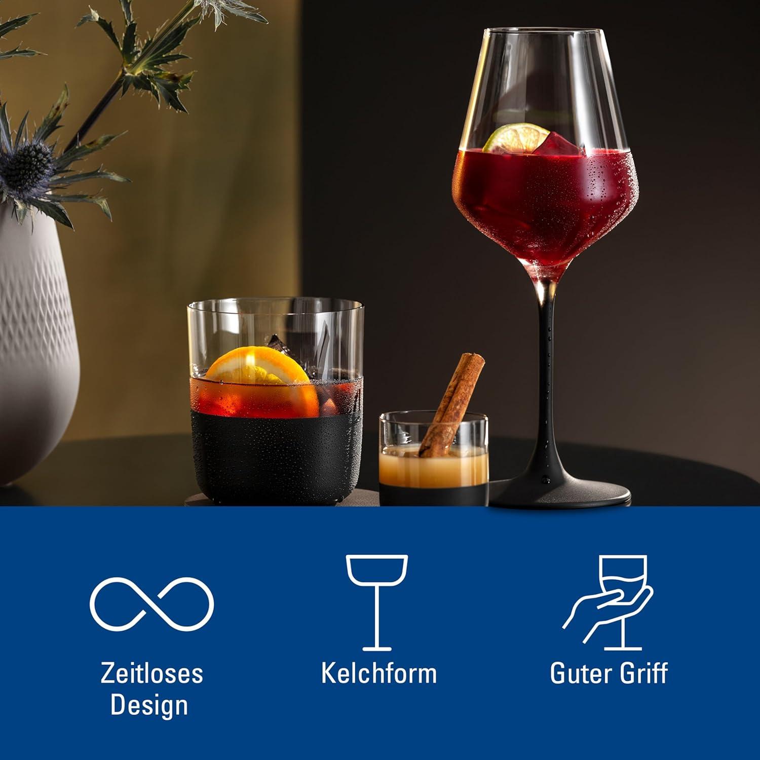 imageVilleroy ampamp Boch Manufacture Rock Red Goblet Set of 4 Crystal Wine Glasses in Exciting Black Dishwasher SafeModern