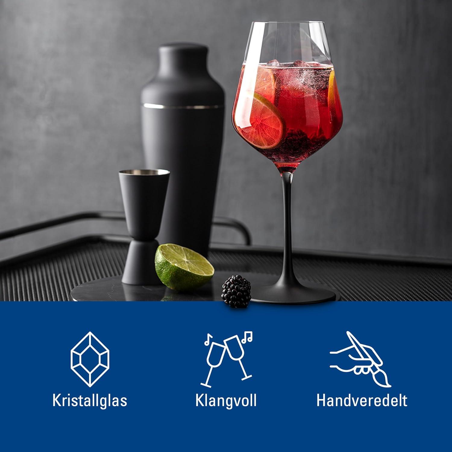 imageVilleroy ampamp Boch Manufacture Rock Red Goblet Set of 4 Crystal Wine Glasses in Exciting Black Dishwasher SafeModern
