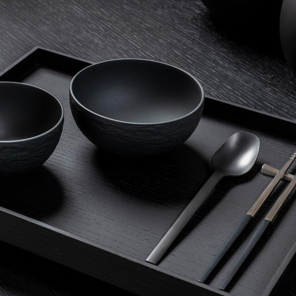 imageVilleroy ampamp Boch Manufacture Rock Small Rice Bowl Premium Porcelain Made in Germany 675 oz Matte Black