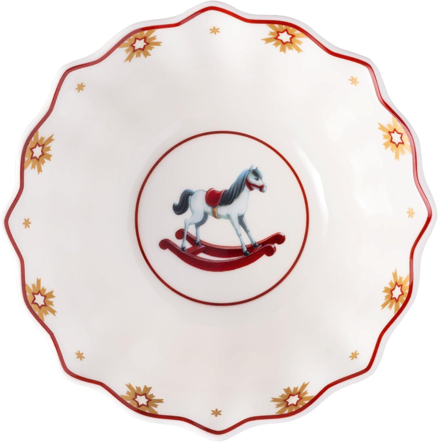 imageVilleroy ampamp Boch Toys Delight Anniversary Christmas Collection Bowl Set of 4 1 Each of Santa Nutcracker Locomotive and Rocking Horse Premium Porcelain 4Piece Set 575x225 in