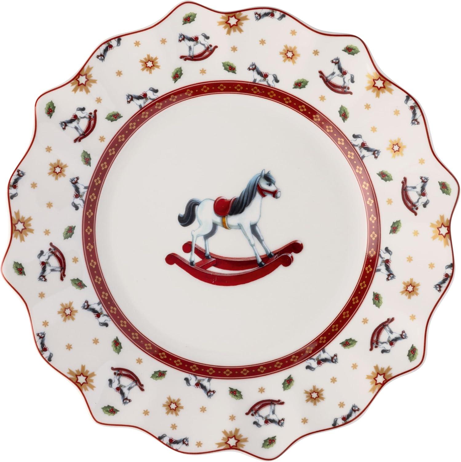 imageVilleroy ampamp Boch Toys Delight Anniversary Christmas Collection Plate Set of 4 1 Each of Santa Nutcracker Locomotive and Rocking Horse Premium Porcelain 4piece Assorted Set 95 x 1 in