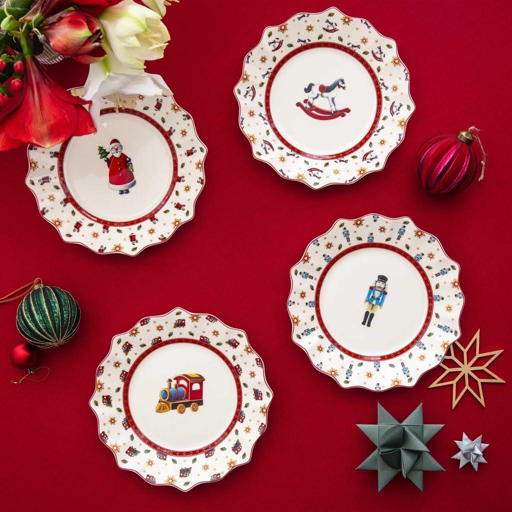 imageVilleroy ampamp Boch Toys Delight Anniversary Christmas Collection Plate Set of 4 1 Each of Santa Nutcracker Locomotive and Rocking Horse Premium Porcelain 4piece Assorted Set 95 x 1 in