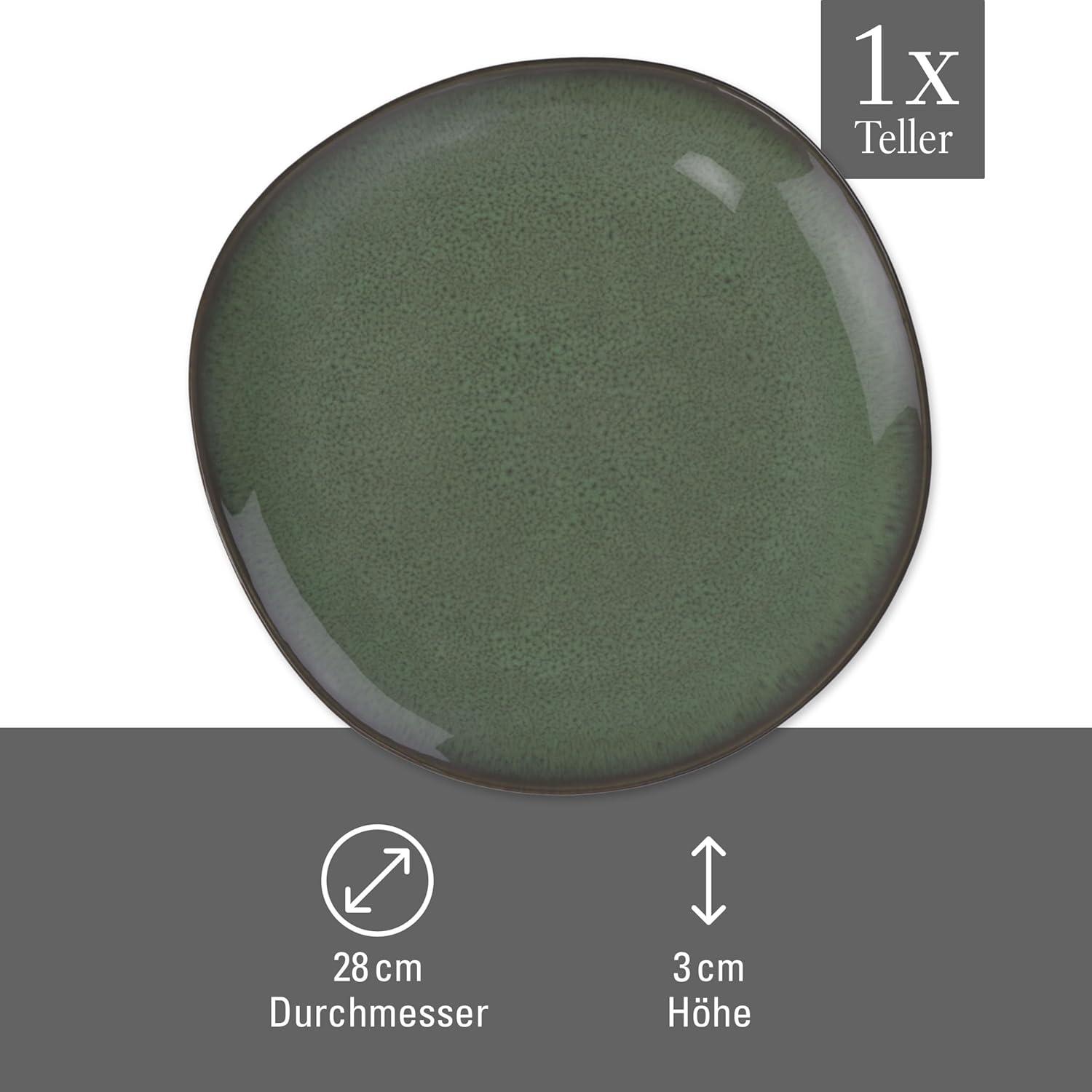 imagelike by Villeroy ampamp Boch Lave Vert Dinner Plate Premium Porcelain Earthenware Handmade Look and Reactive Glaze 11 in Diameter Dishwasher and Microwave Safe  Green