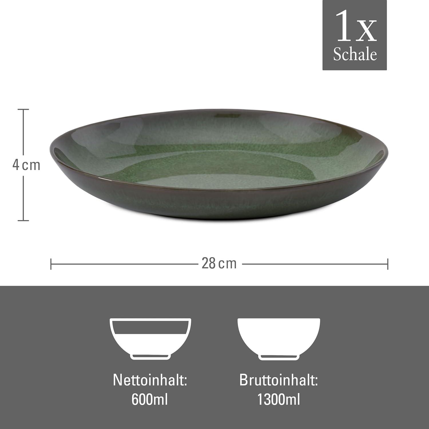 imagelike by Villeroy ampamp Boch Lave Vert Low Bowl Earthenware Dishwasher ampamp Microwave Safe Rustic Bowl for Pasta Meals ampamp Antipasti Dinnerware in a Handmade Look with a Reactive Glaze 11 x 175 Green