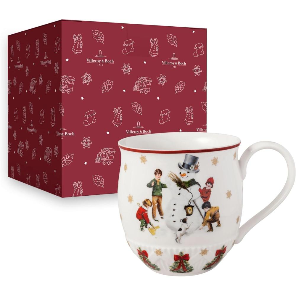 imageVilleroy ampamp Boch Annual Christmas Edition Collection Mug Premium Porcelain Nostalgic Christmas Motif 575 x 4 in 1275 oz Capacity WhiteColorfulWhiteRed