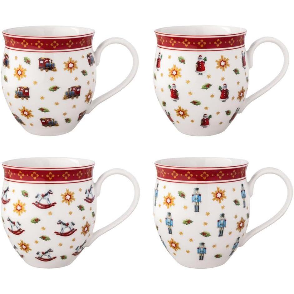 imageVilleroy ampamp Boch Toys Delight Anniversary Christmas Collection Mug Set of 4 1 Each of Santa Nutcracker Locomotive and Rocking Horse Premium Porcelain 4piece Assorted Set Large 13 oz Capacity