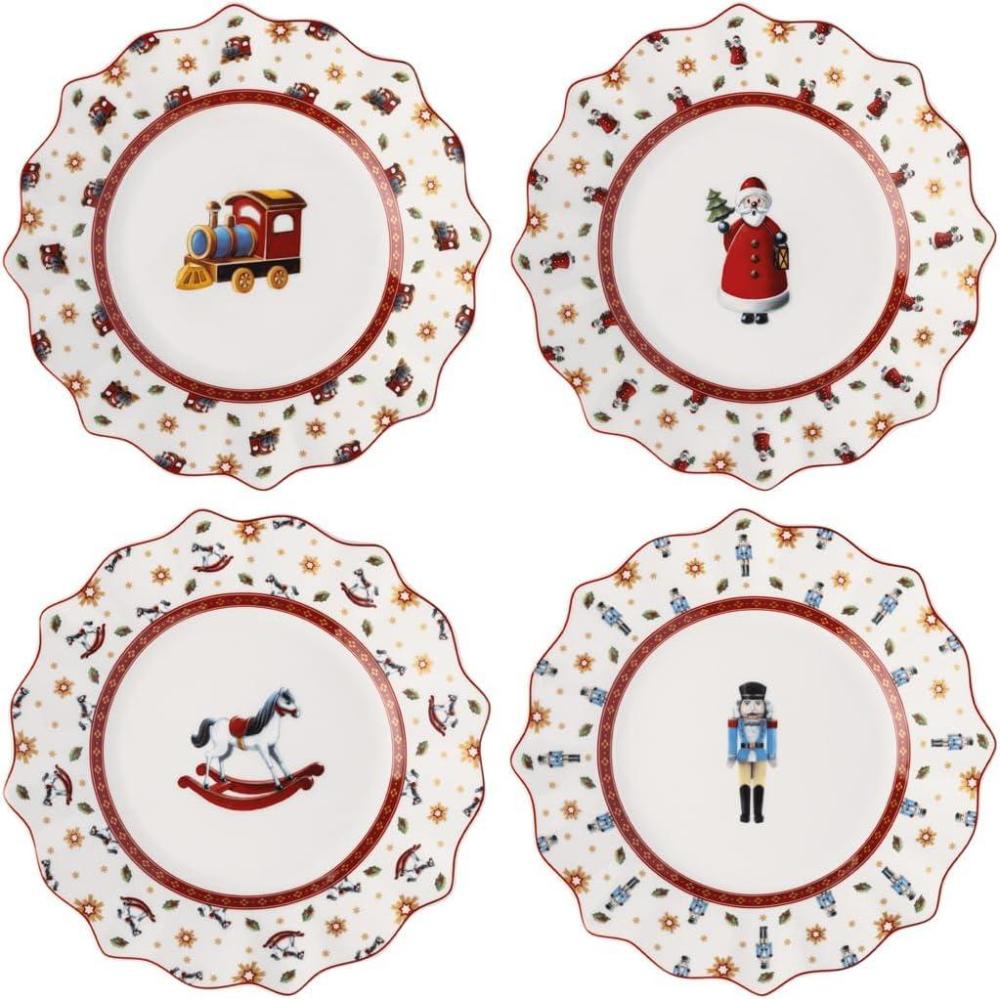 imageVilleroy ampamp Boch Toys Delight Anniversary Christmas Collection Plate Set of 4 1 Each of Santa Nutcracker Locomotive and Rocking Horse Premium Porcelain 4piece Assorted Set 95 x 1 in